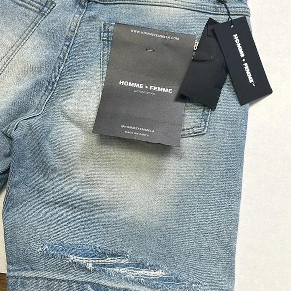 Homme + Femme Men’s Distressed Jeans Shorts with Rips Size 30 NWT - Picture 6 of 9